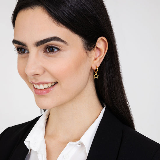 DAMEN IP GOLD STAHL REIFEN OHRRINGE MIT STERN