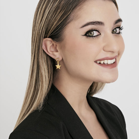 DAMEN IP GOLD STAHL OHRRINGE MIT STERN