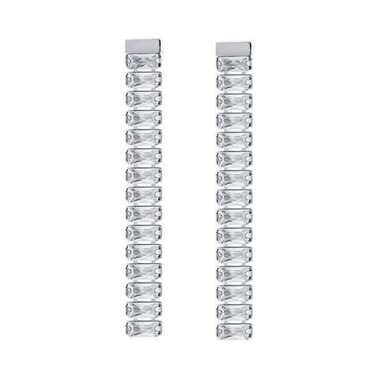 DAMEN-OHRRINGE AUS STAHL MIT WEISSEM ZIRKONIUMDIOXID