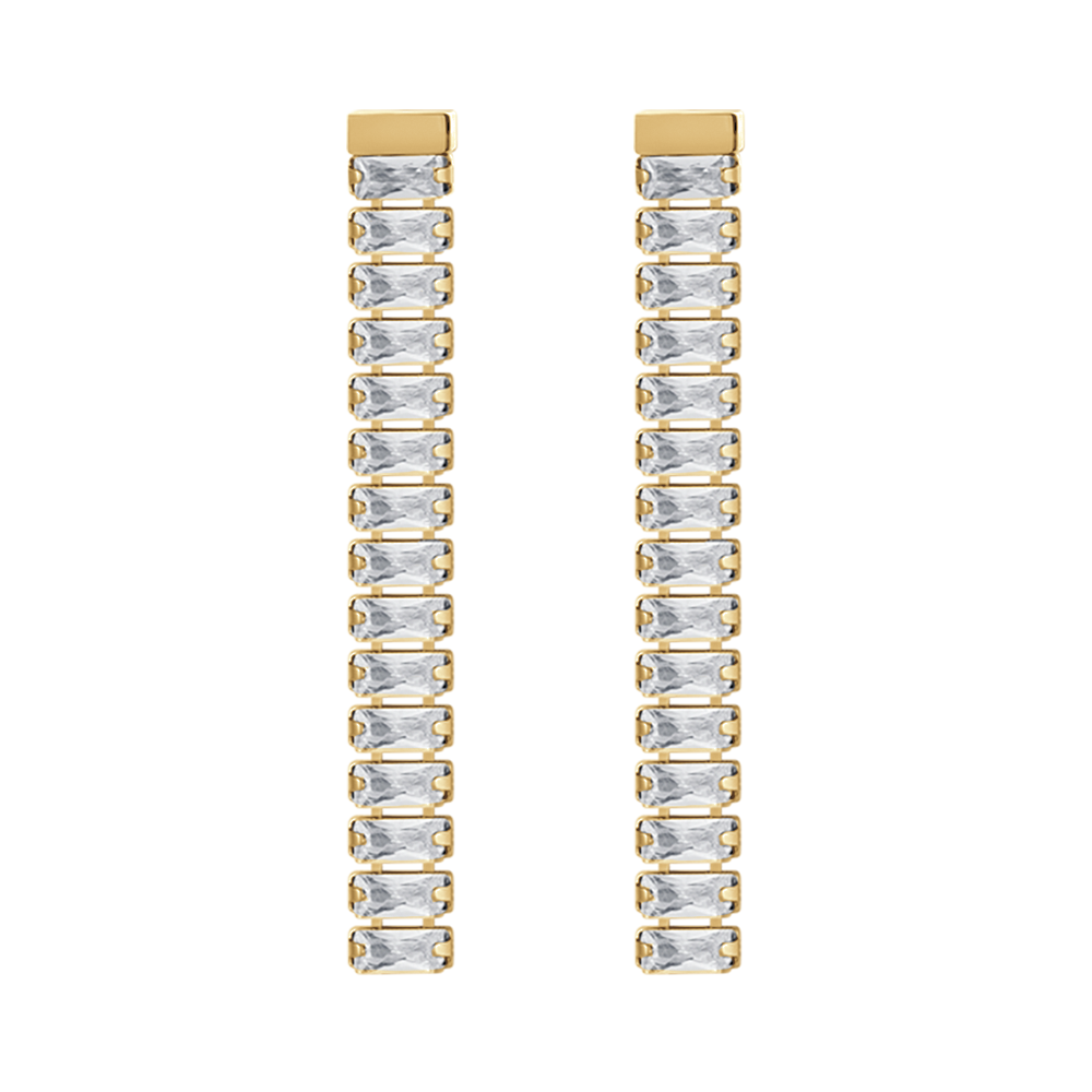 DAMEN-OHRRINGE AUS STAHL MIT WEISSEM ZIRKONIUMDIOXID