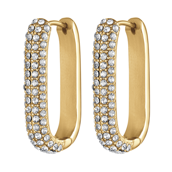 DAMEN IP GOLD STAHL OHRRINGE MIT WEISSEN KRISTALLEN