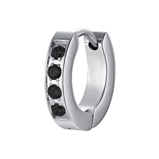 MONOSTAHL-OHRRING FÜR HERREN MIT SCHWARZEN KRISTALLEN