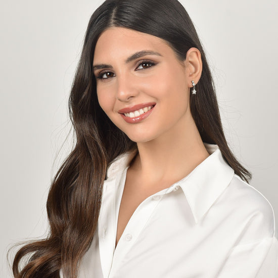 DAMEN STAHL STERN OHRRINGE MIT WEISSEN KRISTALLEN