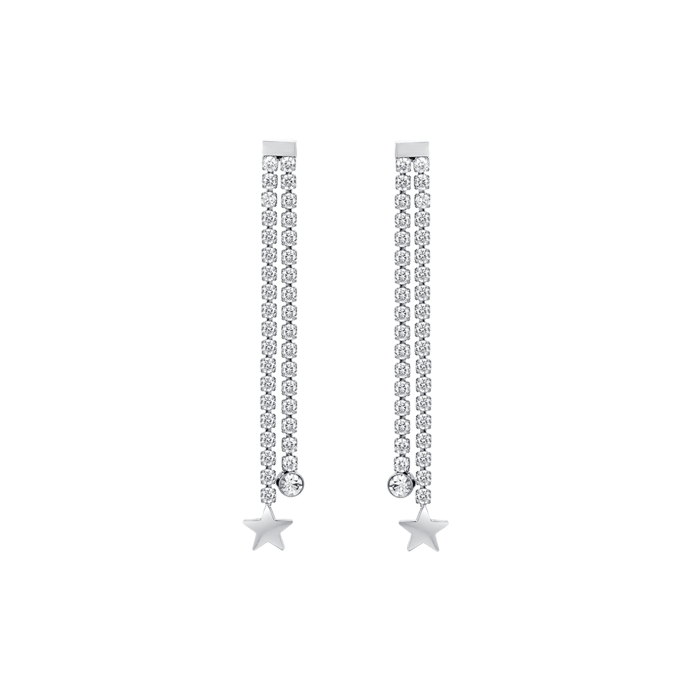 ORECCHINI DONNA IN ACCIAIO CON CRISTALLI BIANCHI E STELLE Luca Barra