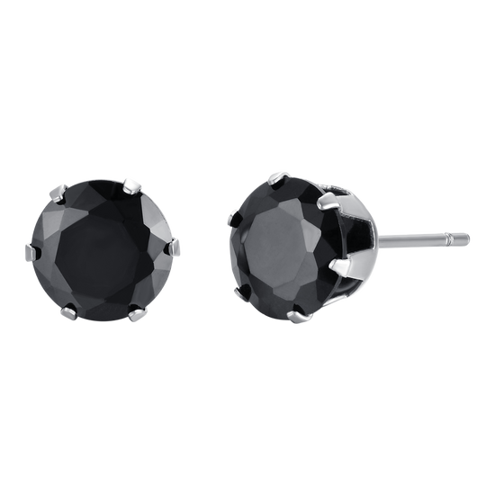 HERREN-OHRRINGE AUS STAHL MIT SCHWARZEN KRISTALLEN