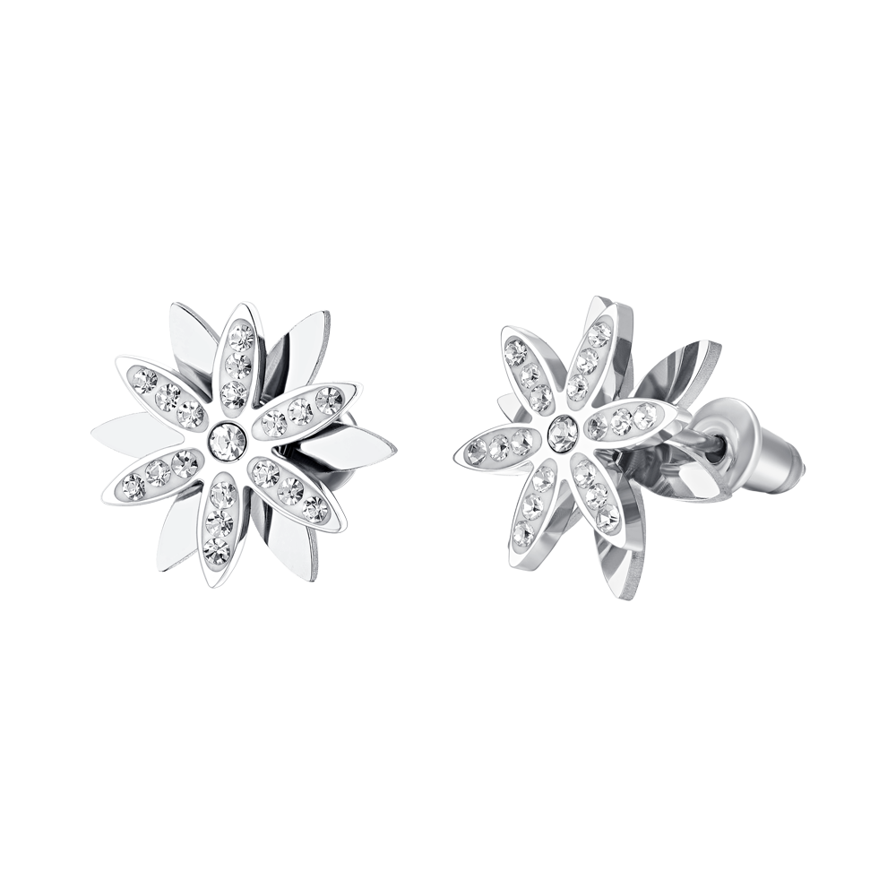 DAMEN STAHL BLUME DES LEBENS DREHBARE OHRRINGE