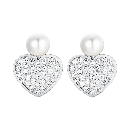 ORECCHINI DONNA IN ACCIAIO PERLA E CUORE