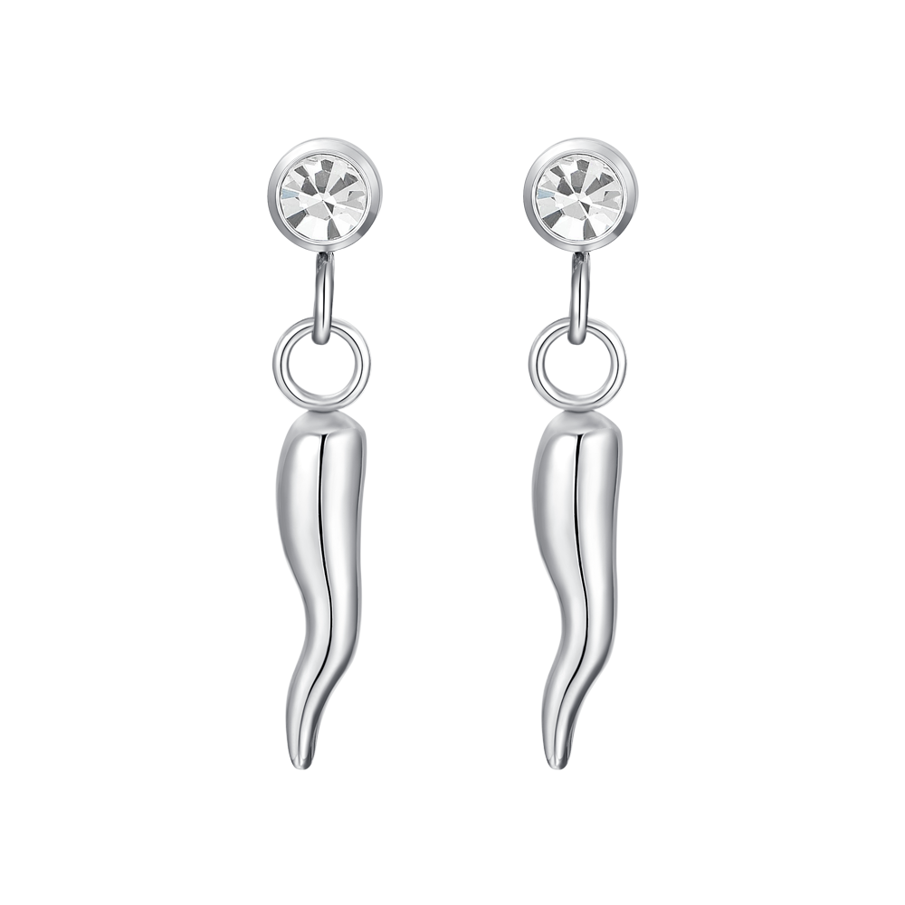 ORECCHINI DONNA IN ACCIAIO CORNO E ZIRCONE