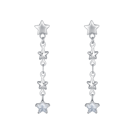 ORECCHINI DONNA IN ACCIAIO STELLE E ZIRCONI BIANCHI