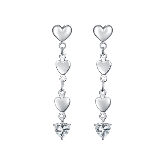 ORECCHINI DONNA IN ACCIAIO CON CUORI E ZIRCONI BIANCHI