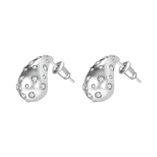 ORECCHINI DONNA GOCCIA IN ACCIAIO CON CRISTALLI BIANCHI