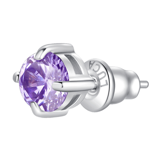 MONO ORECCHINO DONNA IN ACCIAIO CON ZIRCONE VIOLA