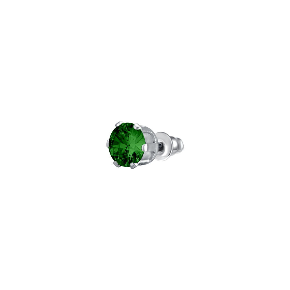 MONO ORECCHINO DONNA IN ACCIAIO CON ZIRCONE VERDE