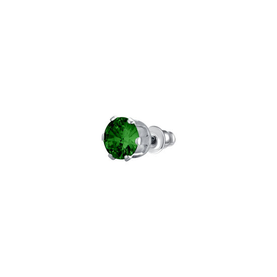 MONO ORECCHINO DONNA IN ACCIAIO CON ZIRCONE VERDE