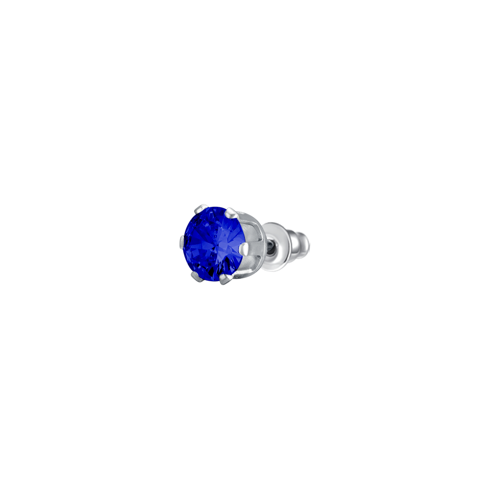 MONO ORECCHINO DONNA IN ACCIAIO CON ZIRCONE BLU