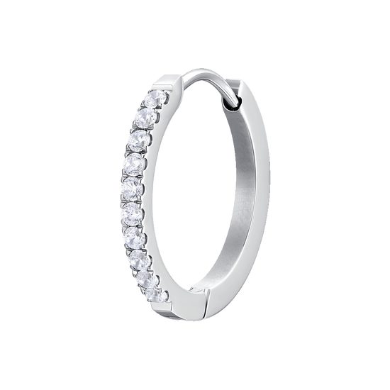 MONO ORECCHINO DONNA IN ACCIAIO  CON CRISTALLI BIANCHI