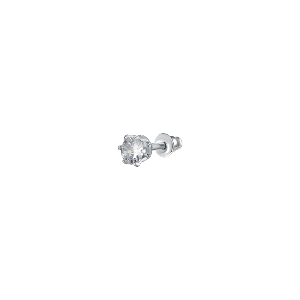 MONO ORECCHINO DONNA IN ACCIAIO CON ZIRCONE BIANCO