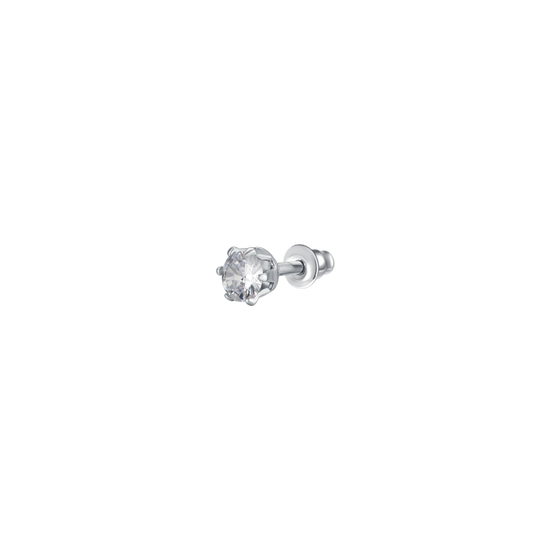 MONO ORECCHINO DONNA IN ACCIAIO CON ZIRCONE BIANCO