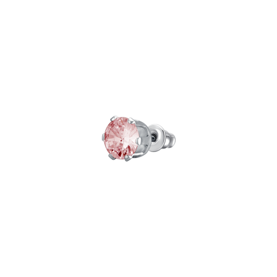 MONO ORECCHINO DONNA IN ACCIAIO CON ZIRCONE ROSA