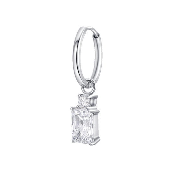 MONO ORECCHINI DONNA IN ACCIAIO CON ZIRCONI BIANCHI