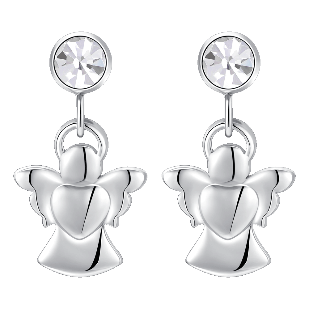 ORECCHINI DONNA IN ACCIAIO CON ANGELO E ZIRCONE BIANCO