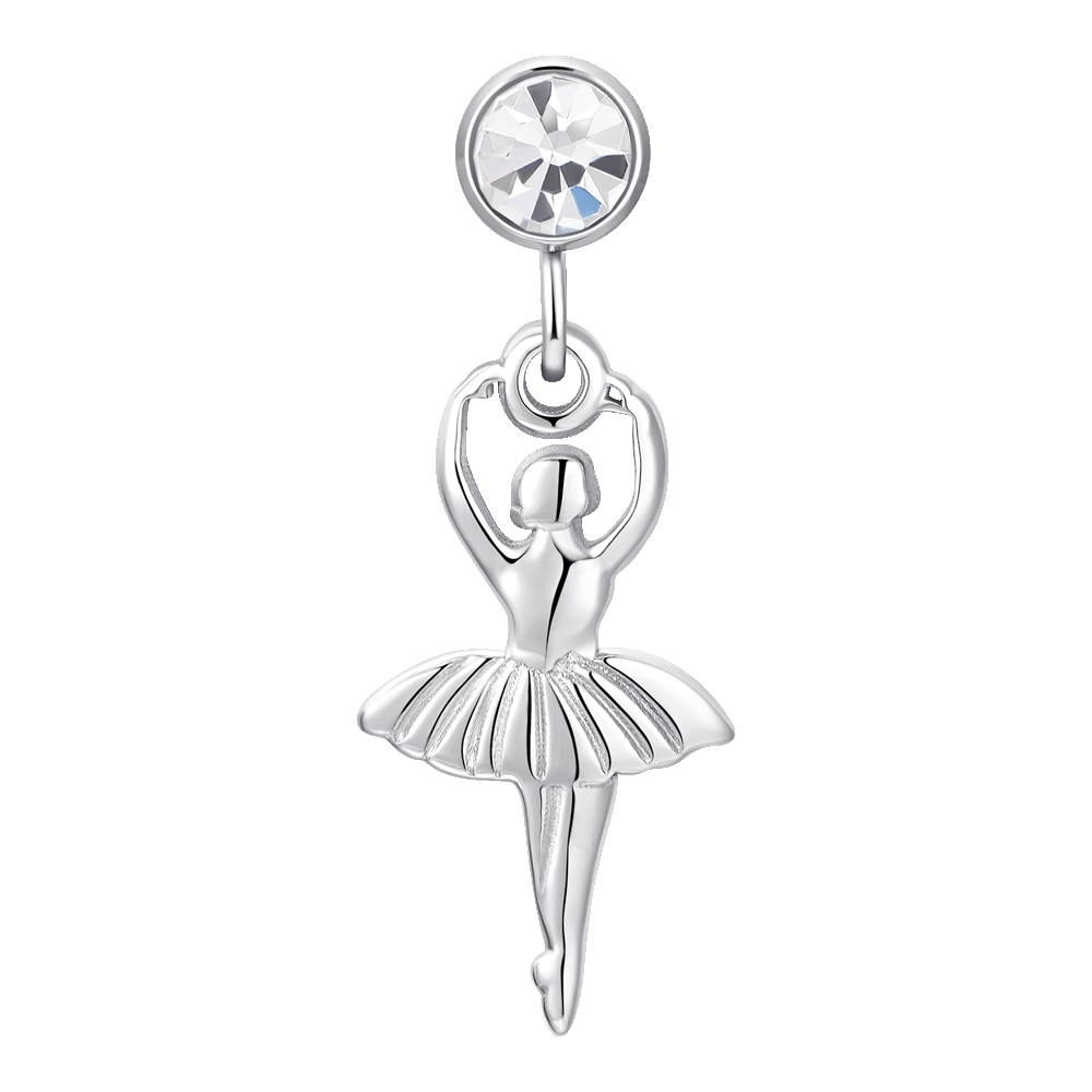 ORECCHINI DONNA IN ACCIAIO CON BALLERINA E ZIRCONE BIANCO