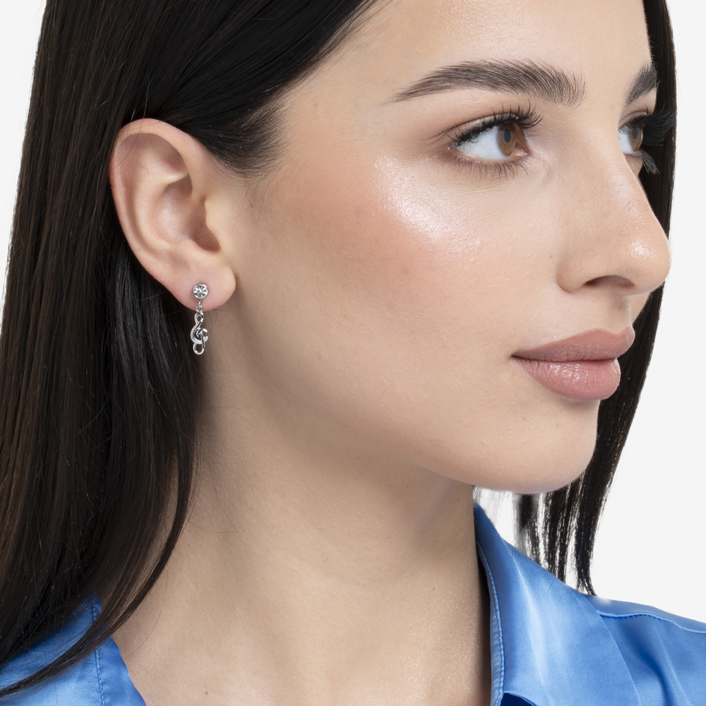 ORECCHINI DONNA IN ACCIAIO CON NOTA MUSICALE E ZIRCONE BIANCO