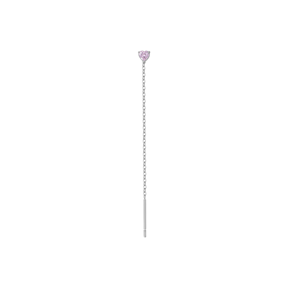 MONO ORECCHINO DONNA IN ACCIAIO CON CRISTALLO ROSA