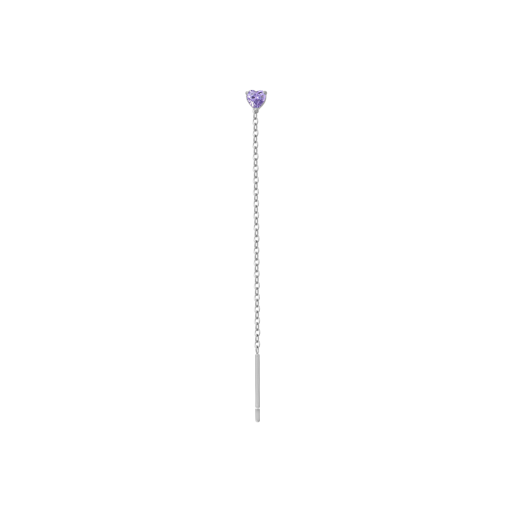 MONO ORECCHINO DONNA IN ACCIAIO CON CRISTALLO VIOLA