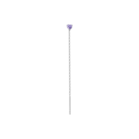 MONO ORECCHINO DONNA IN ACCIAIO CON CRISTALLO VIOLA