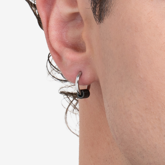 MONO ORECCHINO UOMO IN ACCIAIO CON FULMINE EFFETTO VINTAGE