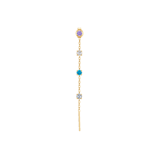MONO ORECCHINO DONNA IN ACCIAIO IP GOLD CON CRISTALLI MULTICOLOR