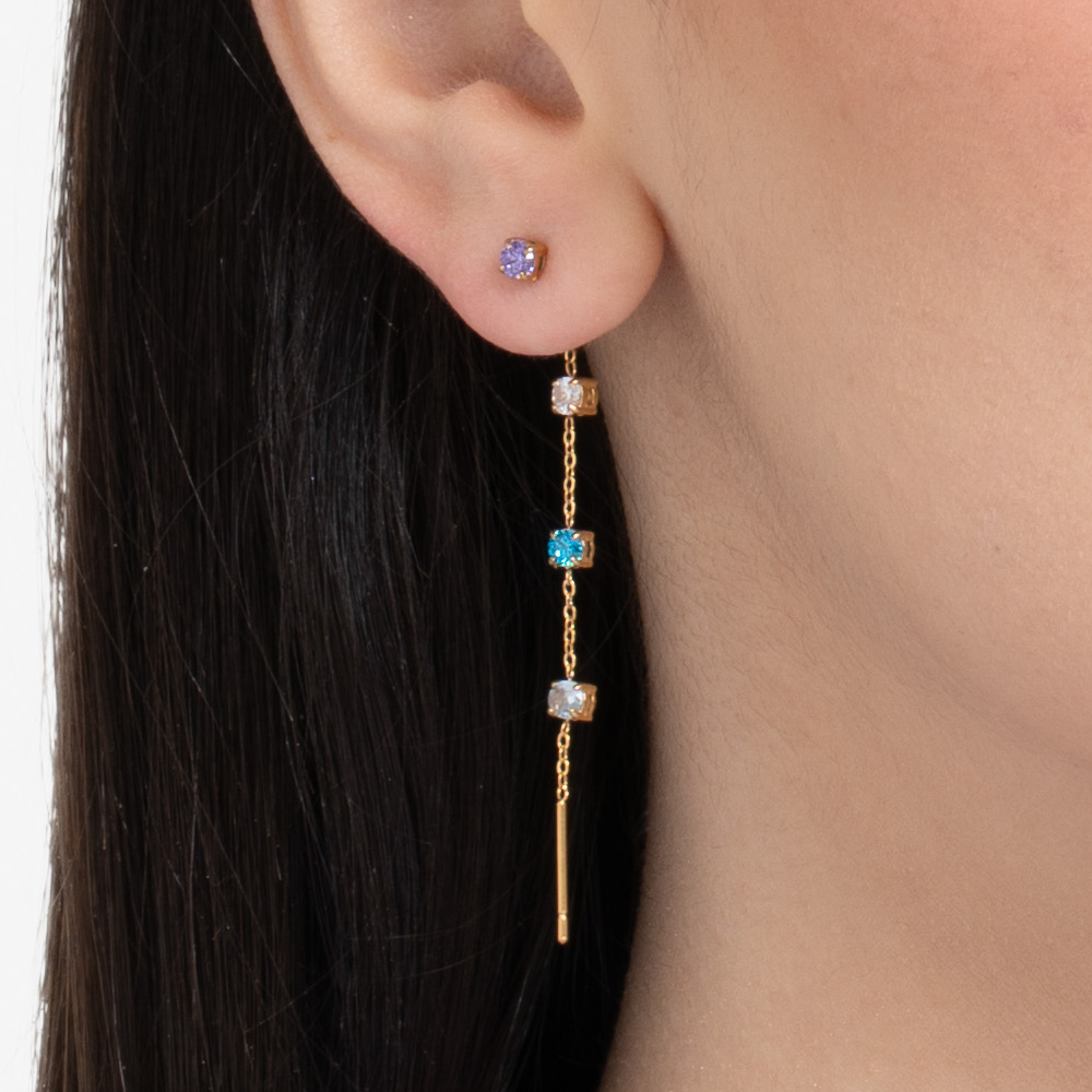 MONO ORECCHINO DONNA IN ACCIAIO IP GOLD CON CRISTALLI MULTICOLOR