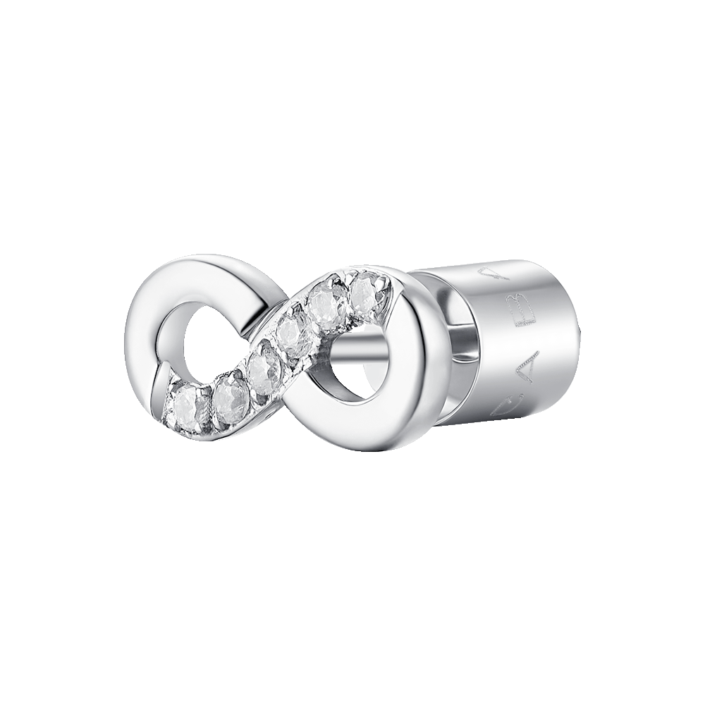 MONO ORECCHINO DONNA IN ACCIAIO CON INFINITO CON PUNTI LUCE ZIRCONE BIANCO