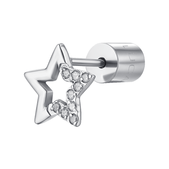 MONO ORECCHINO DONNA IN ACCIAIO CON STELLA CON PUNTI LUCE ZIRCONE BIANCO