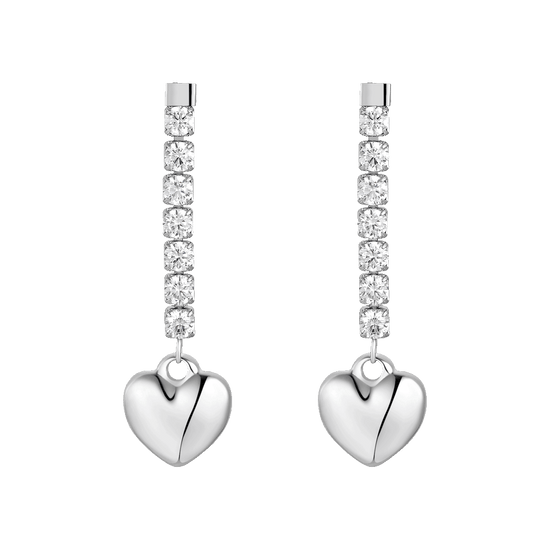 ORECCHINI DONNA IN ACCIAIO CON CUORE E ZIRCONI BIANCHI