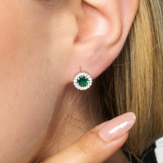 ORECCHINI DONNA IN ACCIAIO CON ELEMENTI CON ZIRCONI VERDI E BIANCHI