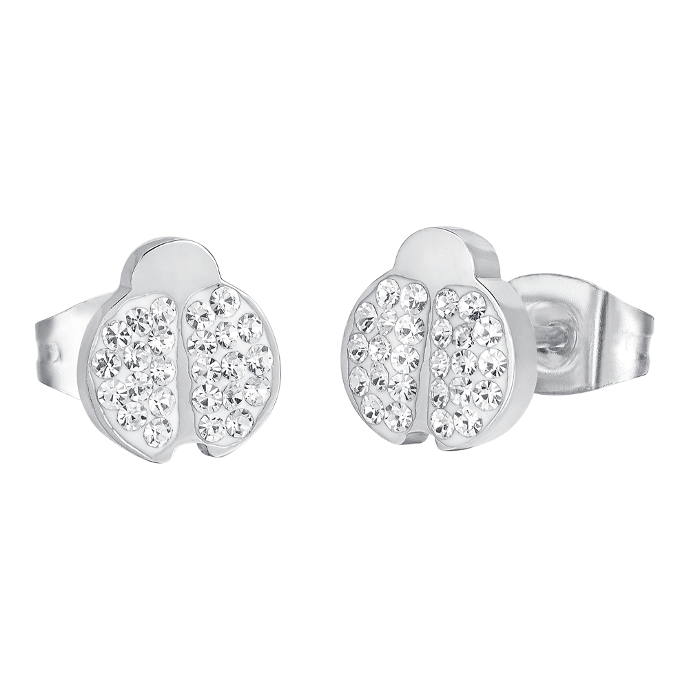 DAMEN-OHRRINGE AUS STAHL MIT MARIENKÄFER UND KRISTALLEN