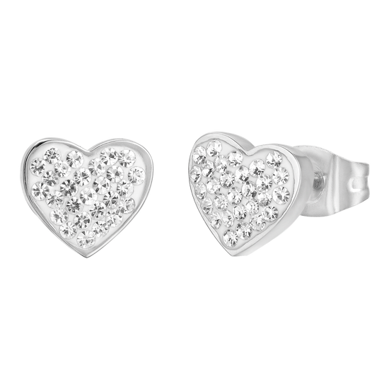 DAMEN-OHRRINGE AUS STAHL MIT HERZEN UND KRISTALLEN