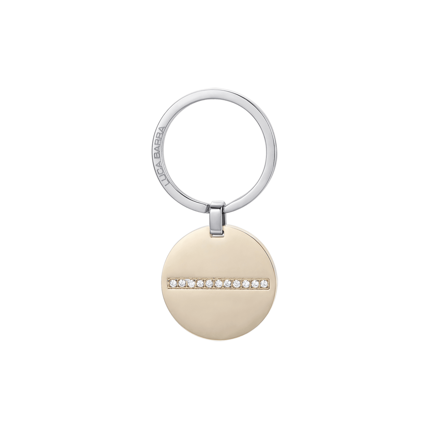 IP GOLD AND CRYSTALS STAINLESS STEEL CIRCULAR PLATE KEYCHAIN Luca Barra
