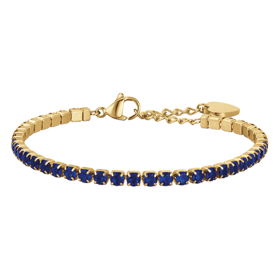 DAMEN-TENNISARMBAND AUS IP-GOLDSTAHL MIT BLAUEN KRISTALLEN Luca Barra