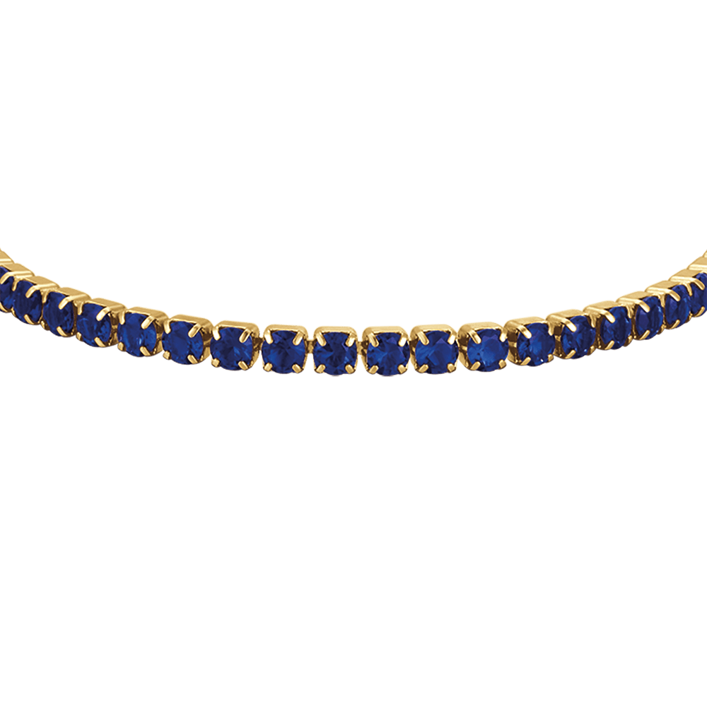 DAMEN-TENNISARMBAND AUS IP-GOLDSTAHL MIT BLAUEN KRISTALLEN Luca Barra