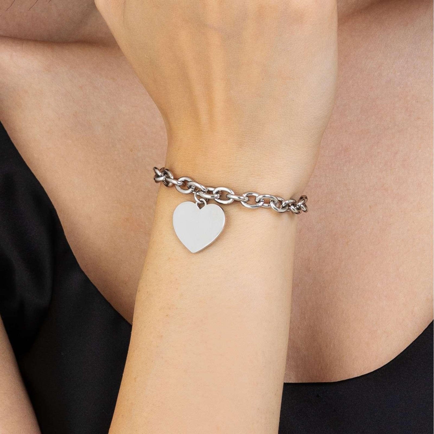 EDELSTAHL BRACELET MIT HERZ FÜR EINSCHNEIDUNGEN lucabarra